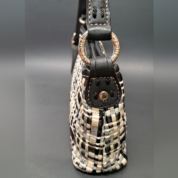 THE SAK Woven fabric and genuine leather small shoulder bag black white - Picture 5 of 12